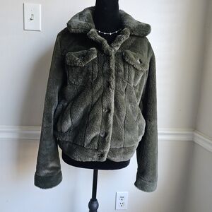 SHEIN Olive Teddy Jacket